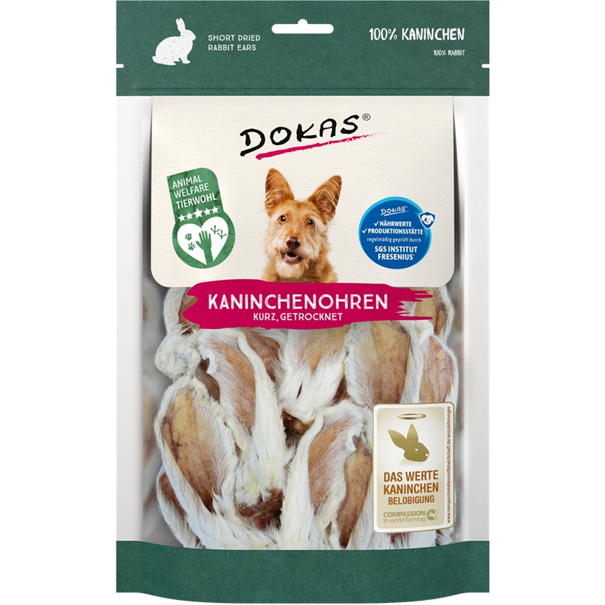 Hundefutter Kaninchenohren getrocknet 100 g