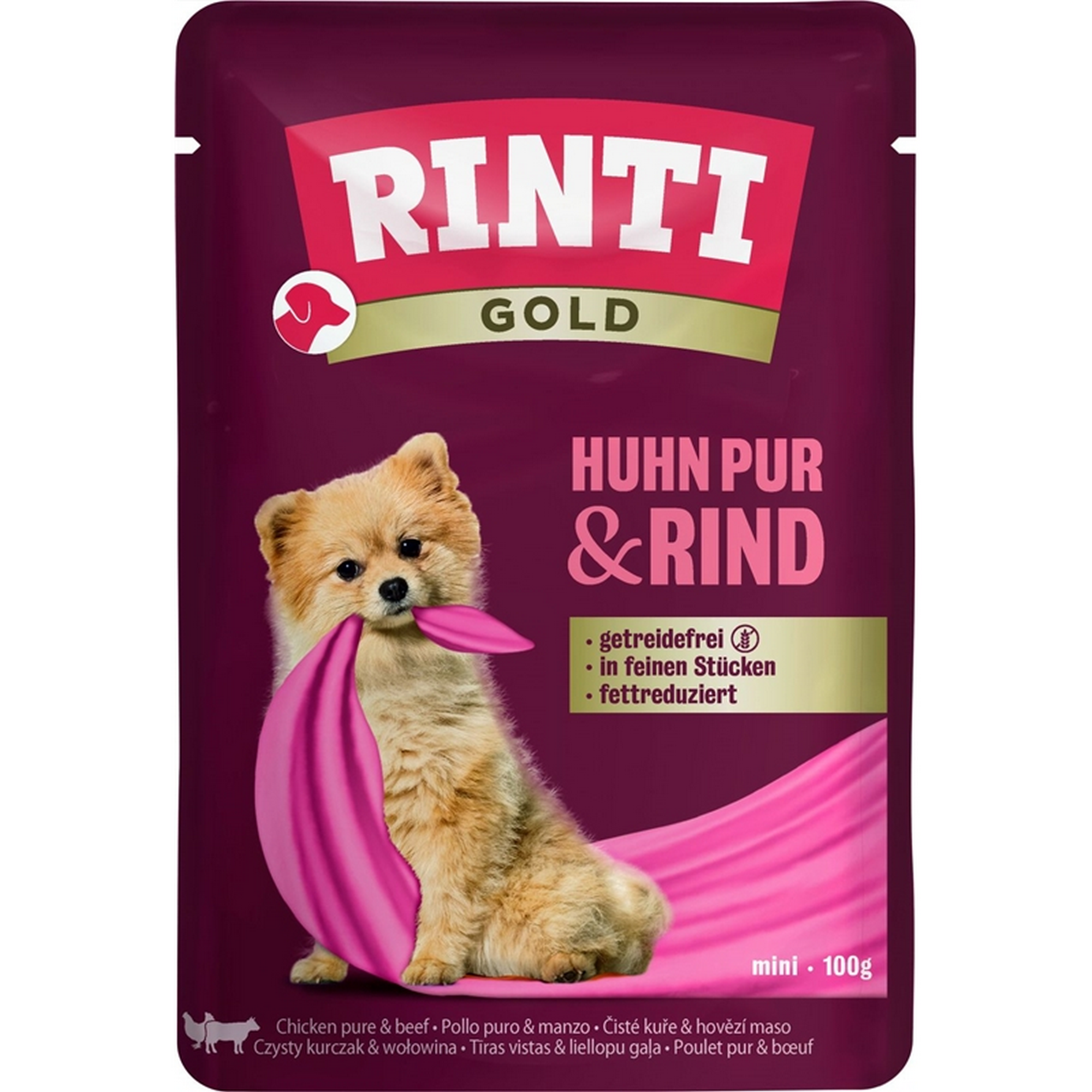 Hundefutter 'gold' Huhn Pur, Rind 100 g