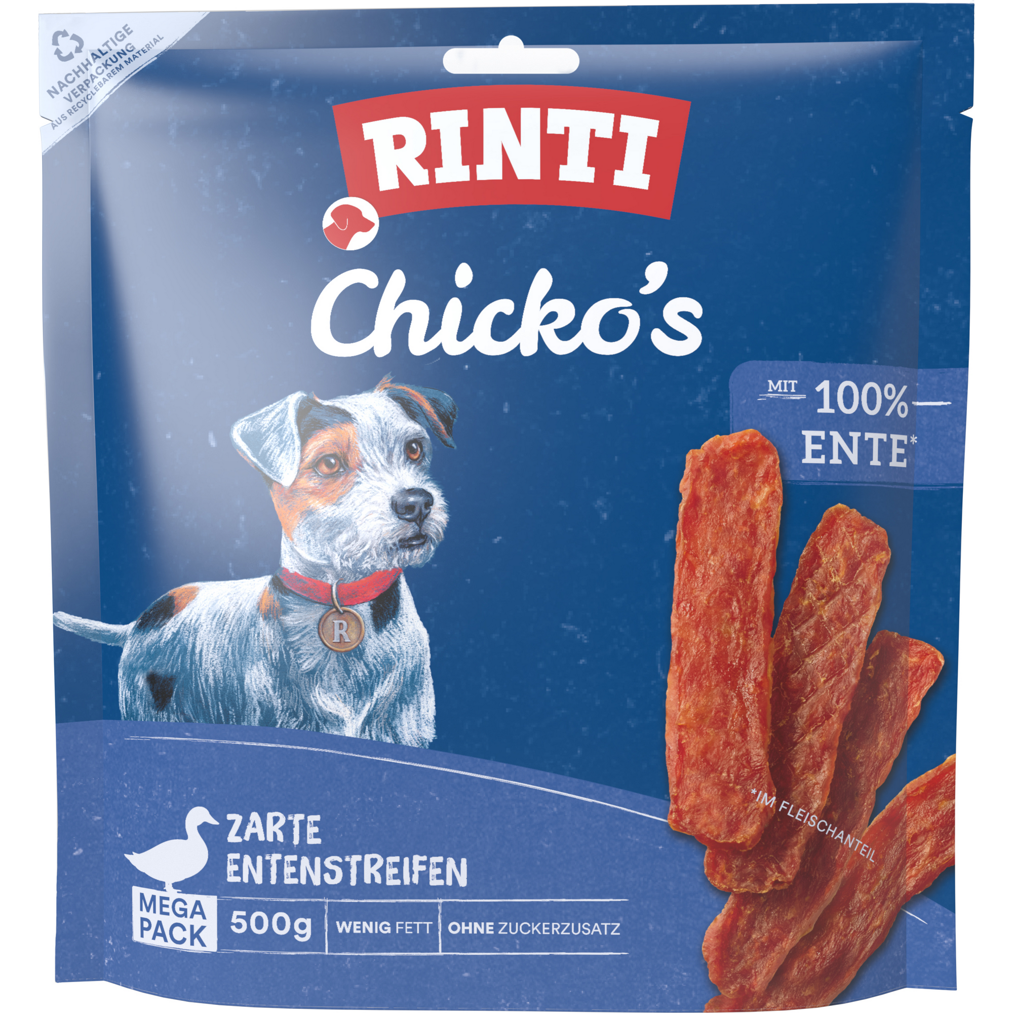 Hundefutter 'Chicko' zarte Entenstreifen 500 g