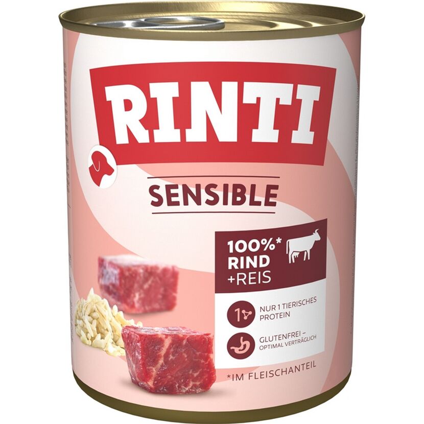 Hundefutter 'Sensible' Rind Reis 800 g
