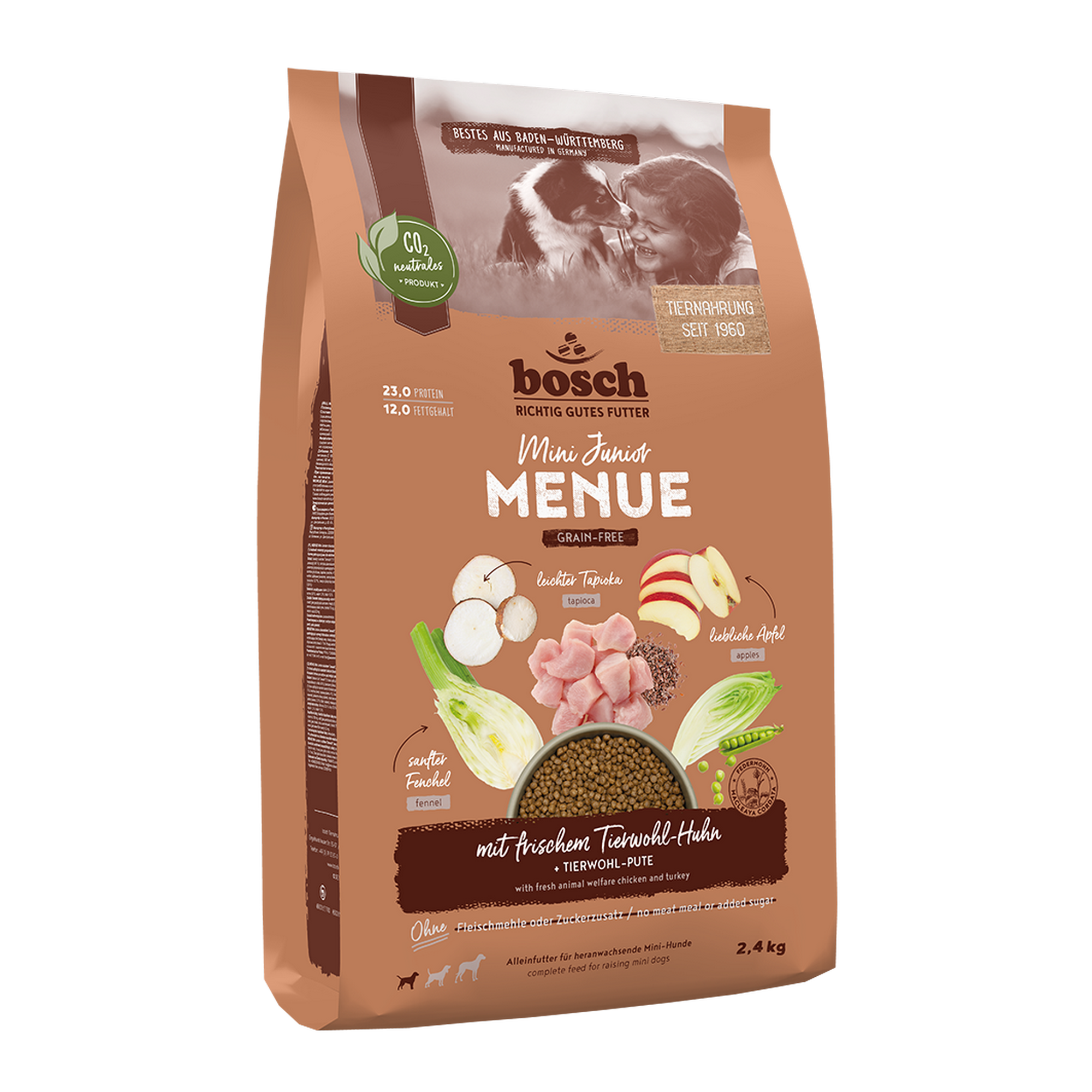 Hundefutter 'Menue' getreidefrei Apfel 2,4 kg