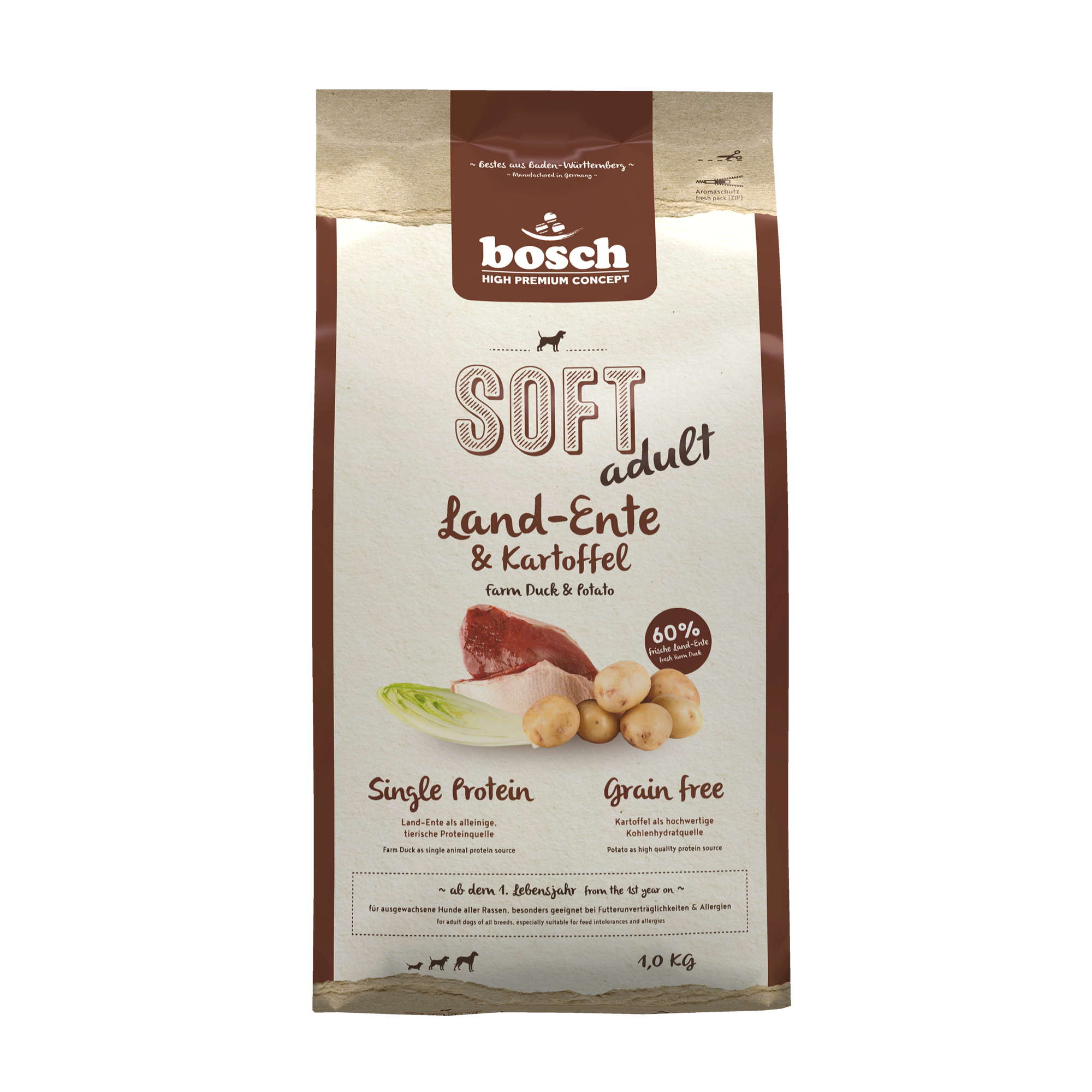 Hundefutter 'High Premium Concept Soft/Plus' Soft Ente & Kartoffel 1 kg