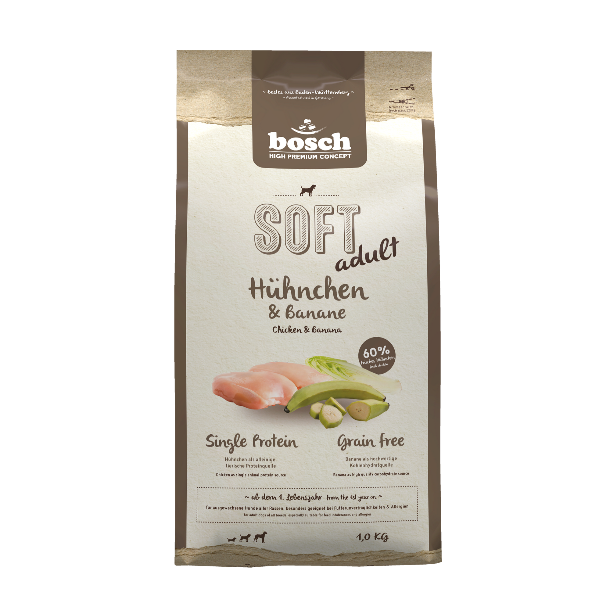 Hundefutter 'High Premium Concept Soft/Plus' Soft Hühnchen & Banane 1 kg