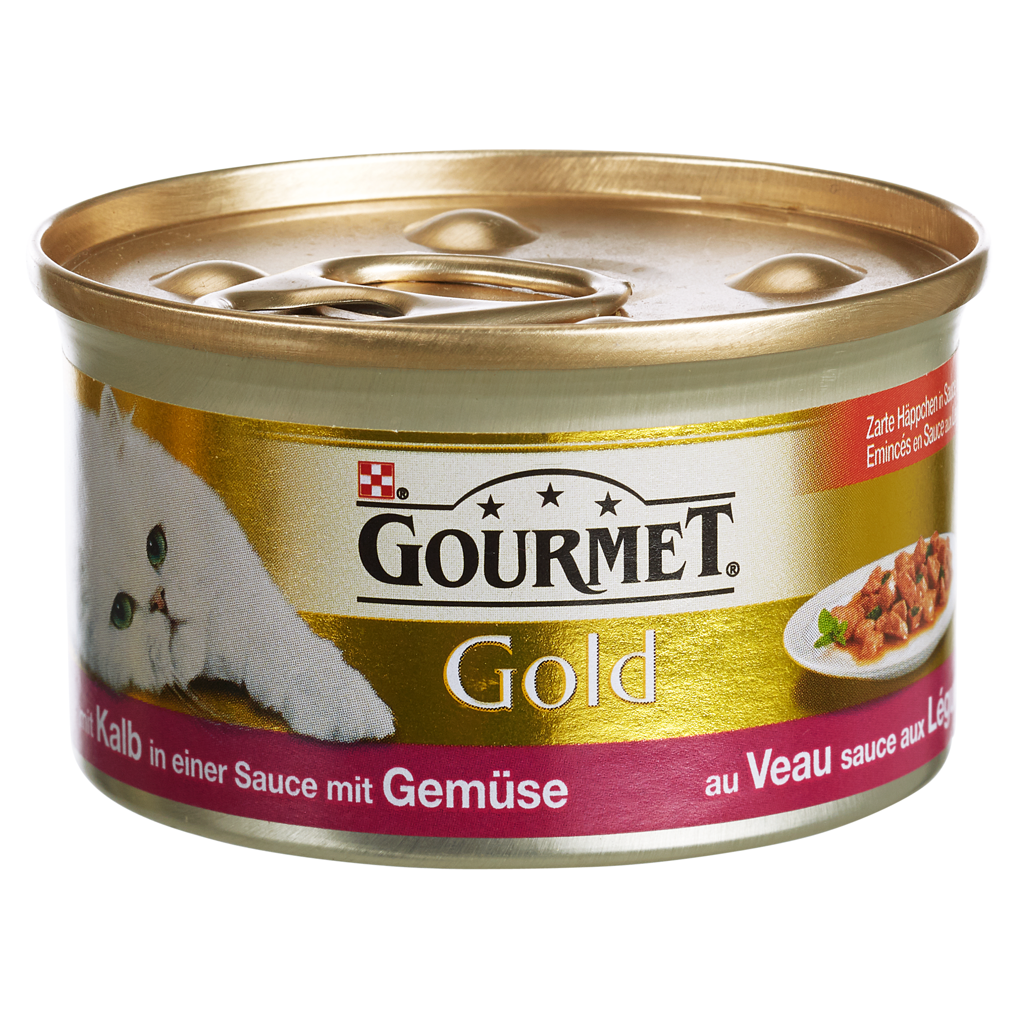 Katzennassfutter "Gourmet Gold" Zarte Häppchen in Sauce Kalb & Gemüse 85 g + product picture