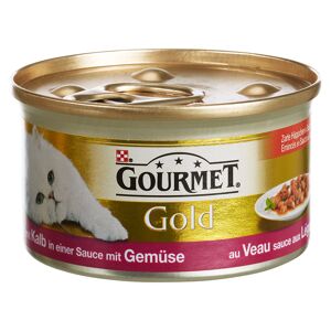 Katzennassfutter "Gourmet Gold" Zarte Häppchen in Sauce Kalb & Gemüse 85 g