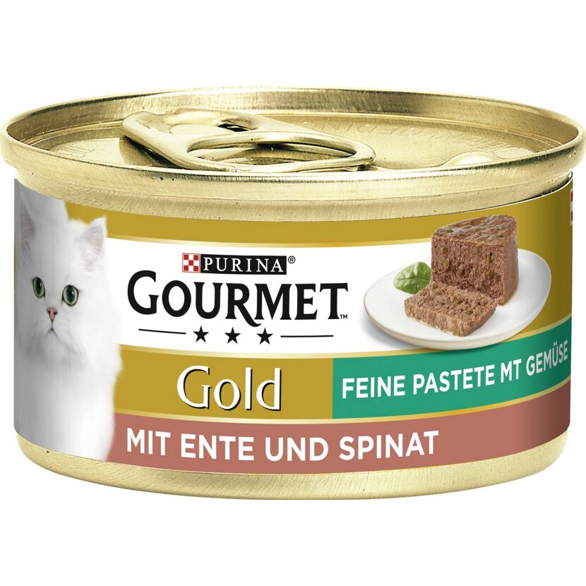 Katzenfutter 'Gourmet Gold Feine Pastete' Ente/Spinat 85 g