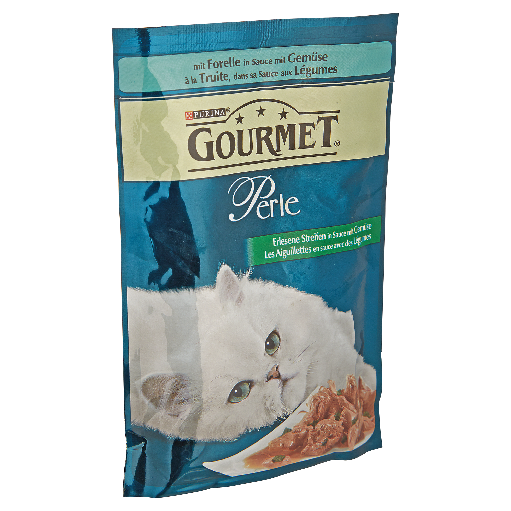 Katzennassfutter "Gourmet Perle" Forelle in Sauce mit Gemüse 85 g + product picture
