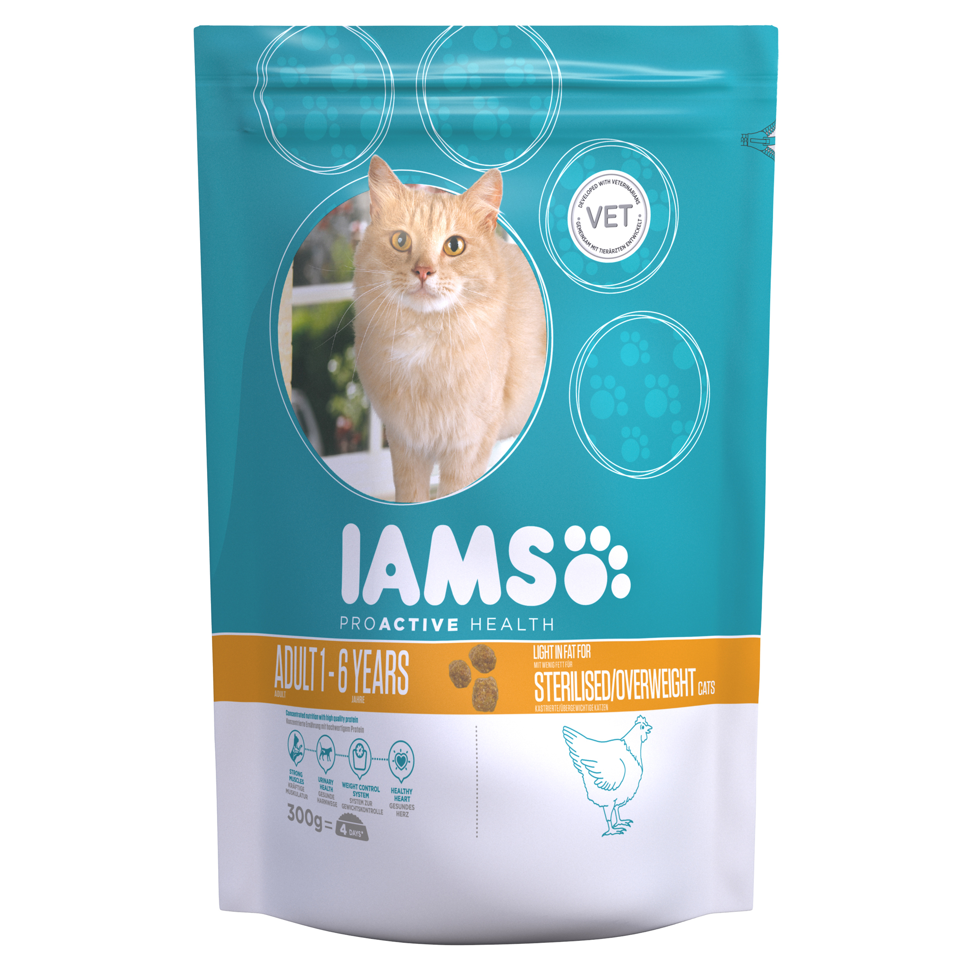 Katzentrockenfutter "Adult" übergewichtige und sterilisierte Katzen Huhn 0,3 kg + product picture