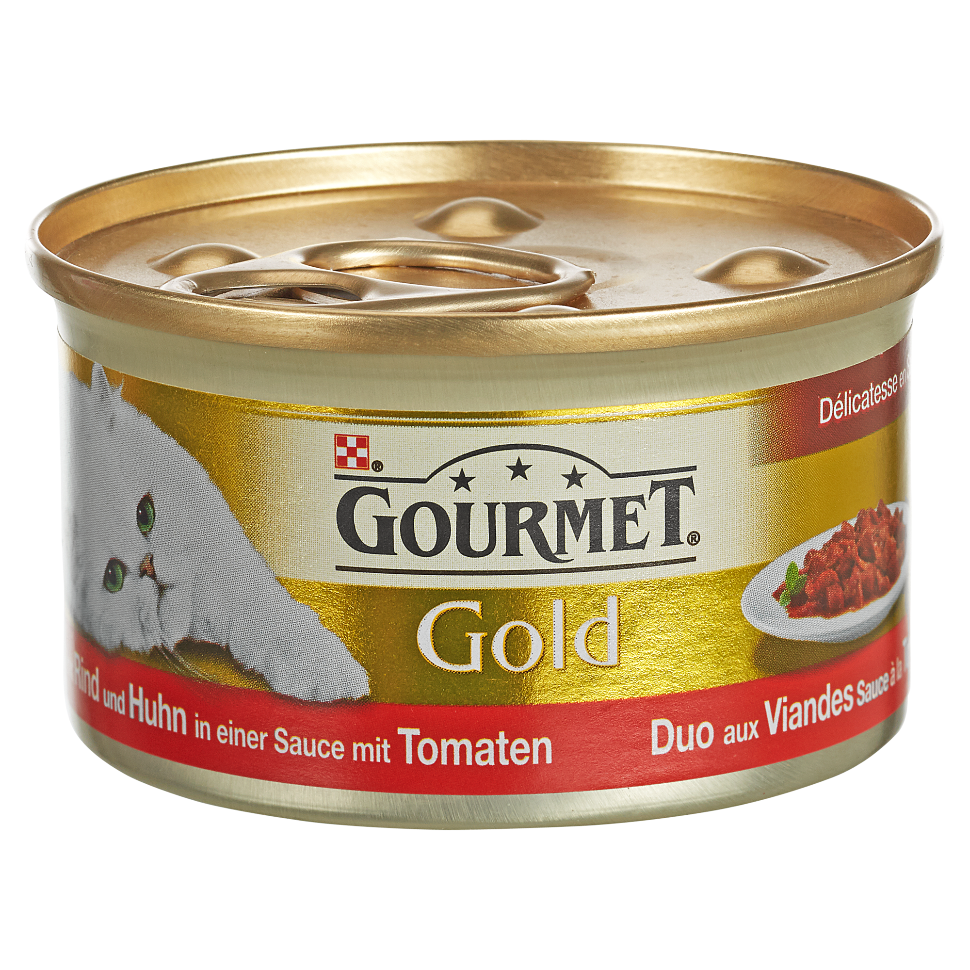 Katzennassfutter "Gourmet Gold" Rind und Huhn in Tomatensauce 85 g + product picture