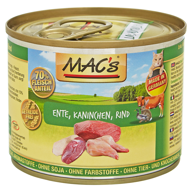 Bild von Katzennassfutter getreidefrei Ente/Kaninchen/Rind 200 g