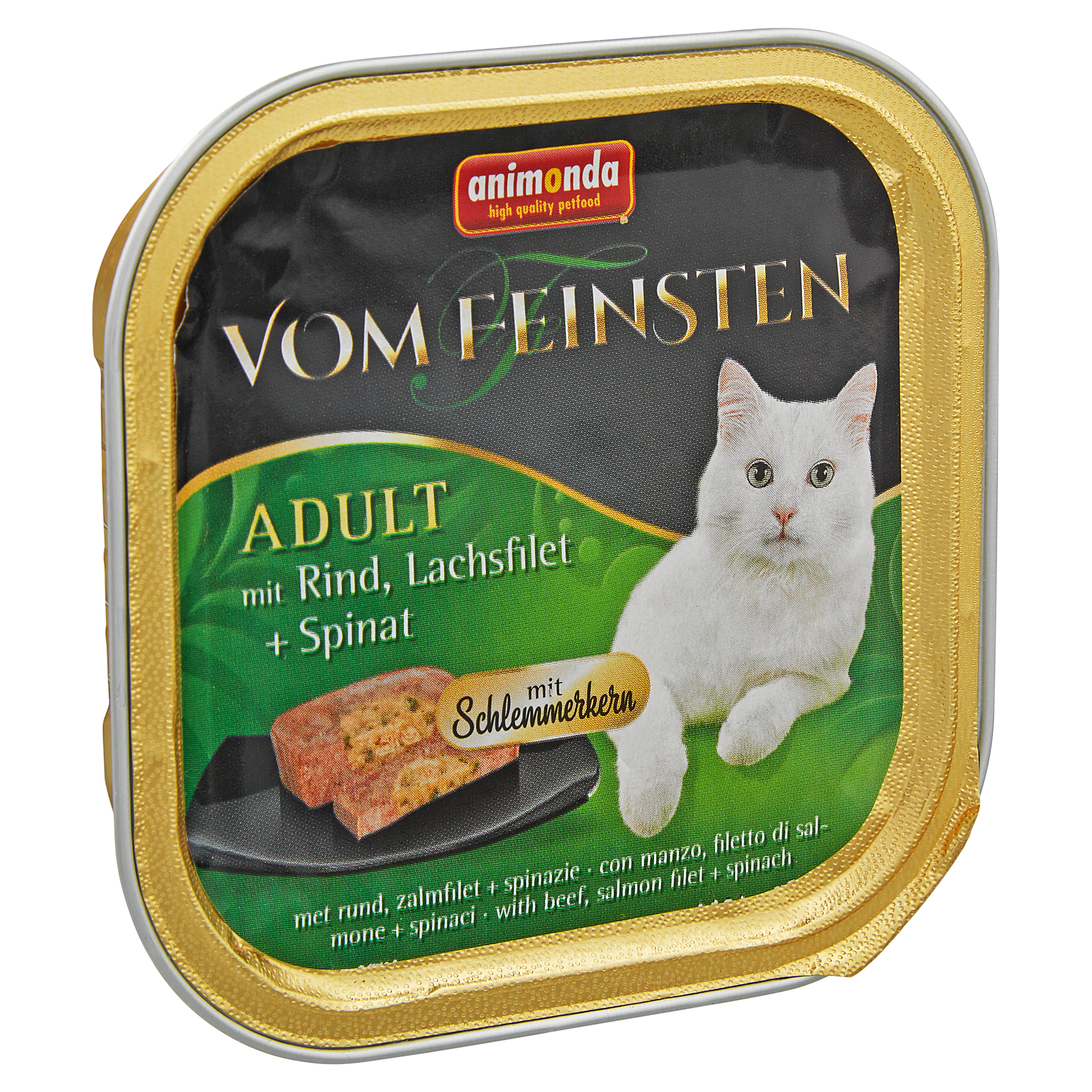 Katzennassfutter "Vom Feinsten" Adult mit Rind/Lachsfilet/Spinat 100 g + product picture