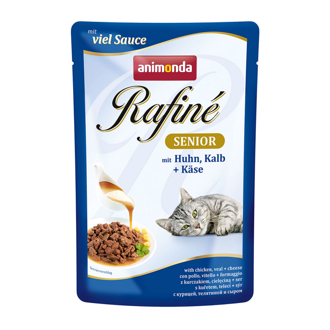 Bild von Katzennassfutter 'Rafiné' Senior, mit Huhn, Kalb und Käse, 100 g