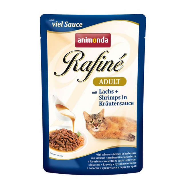 Bild von Katzennassfutter 'Rafiné' Adult mit Lachs & Shrimps in Kräutersauce 100 g