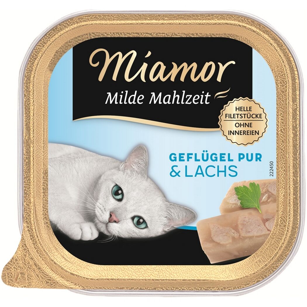 Katzenfutter 'Milde Mahlzeit' Geflügel und Lachs 100 g