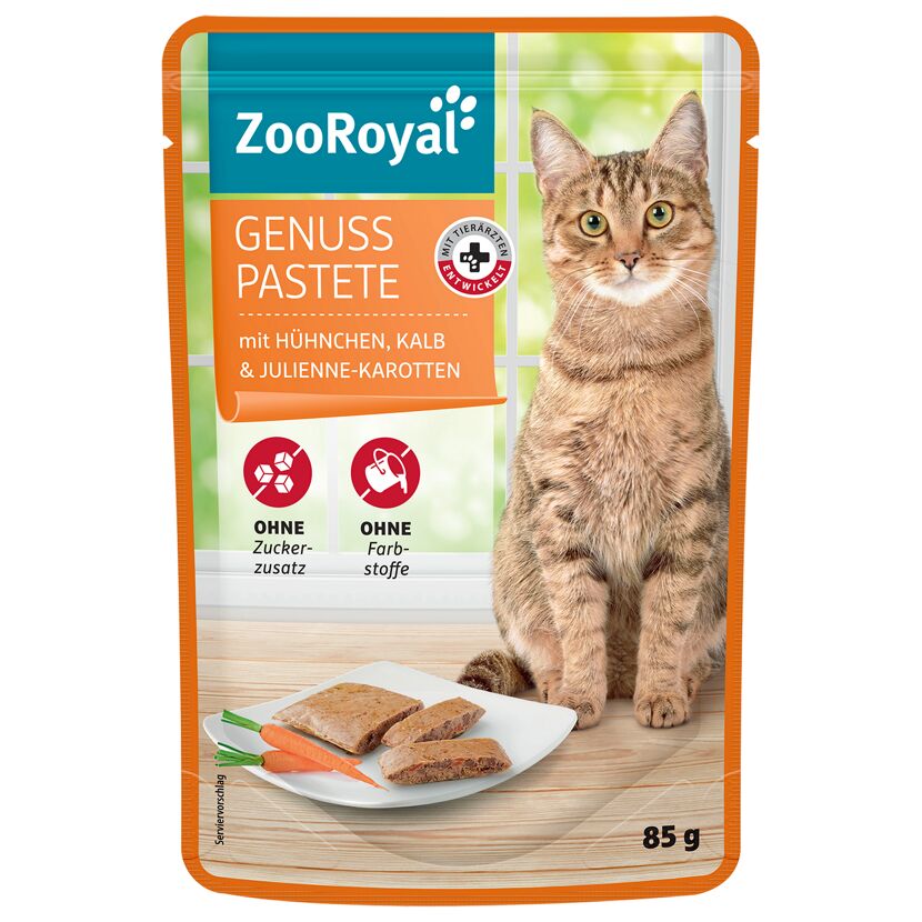 Katzennassfutter 'Genuss Pastete Hühnchen & Kalb & Jul. Karotten' 85 g