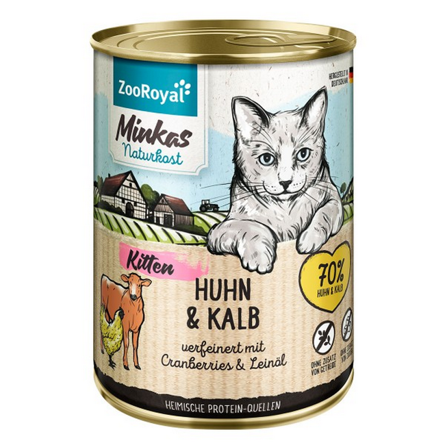Bild von Katzennassfutter Kitten Huhn und Kalb mit Cranberries und Leinöl 400 g
