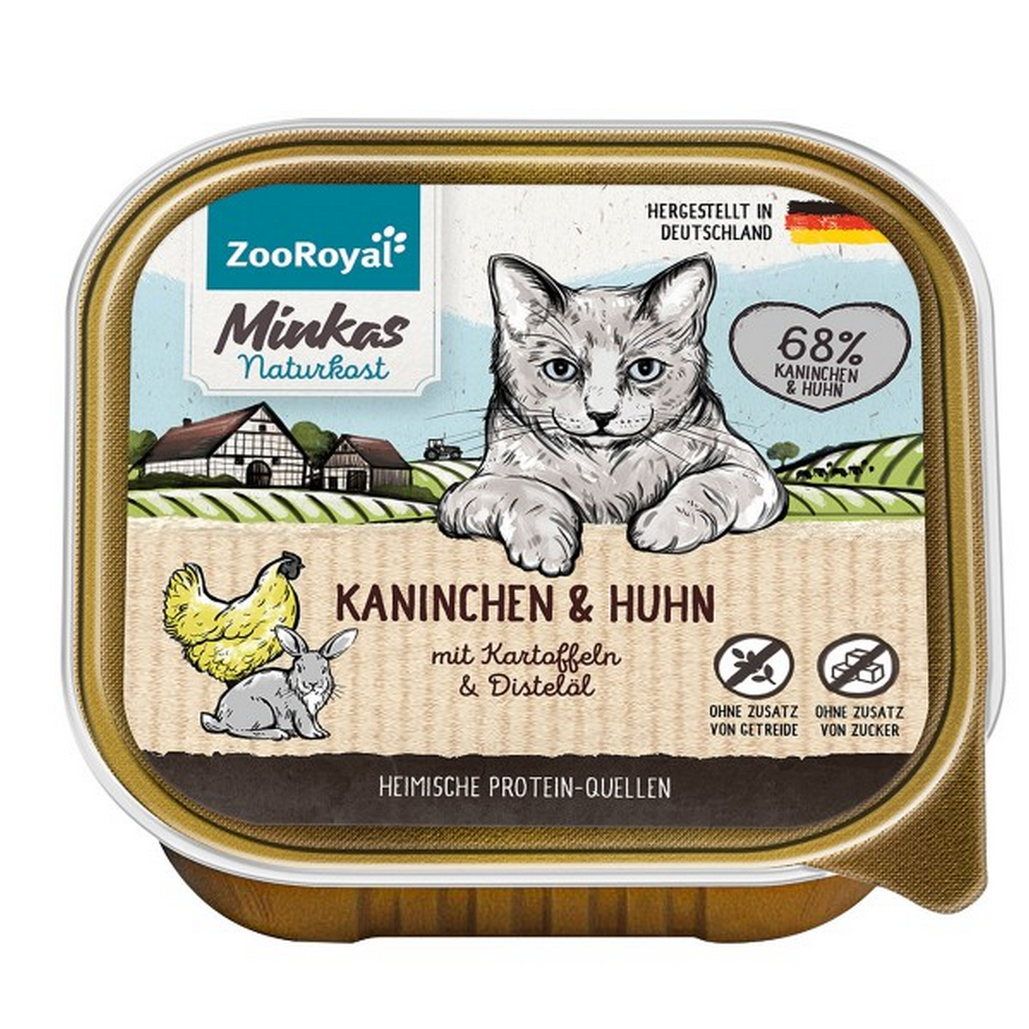 Katzennassfutter Adult Kaninchen und Huhn mit Kartoffeln und Distelöl 100 g + product picture