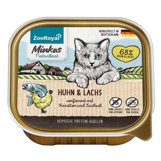 Bild von Katzennassfutter Adult Huhn und Lachs mit Karotten und Lachsöl 100 g