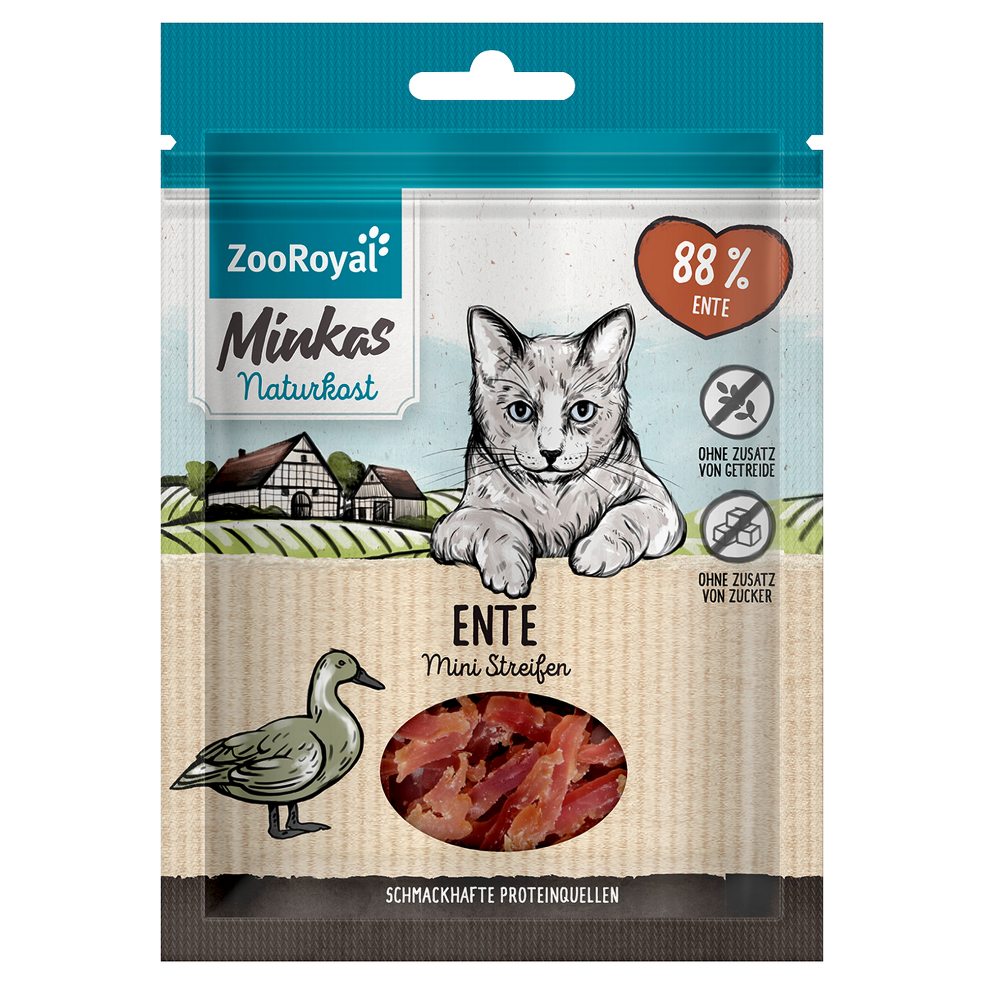 Katzensnack 'Minkas Naturkost Mini Streifen Ente' 50 g