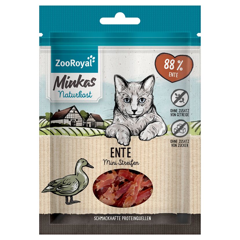 Katzensnack 'Minkas Naturkost Mini Streifen Ente' 50 g