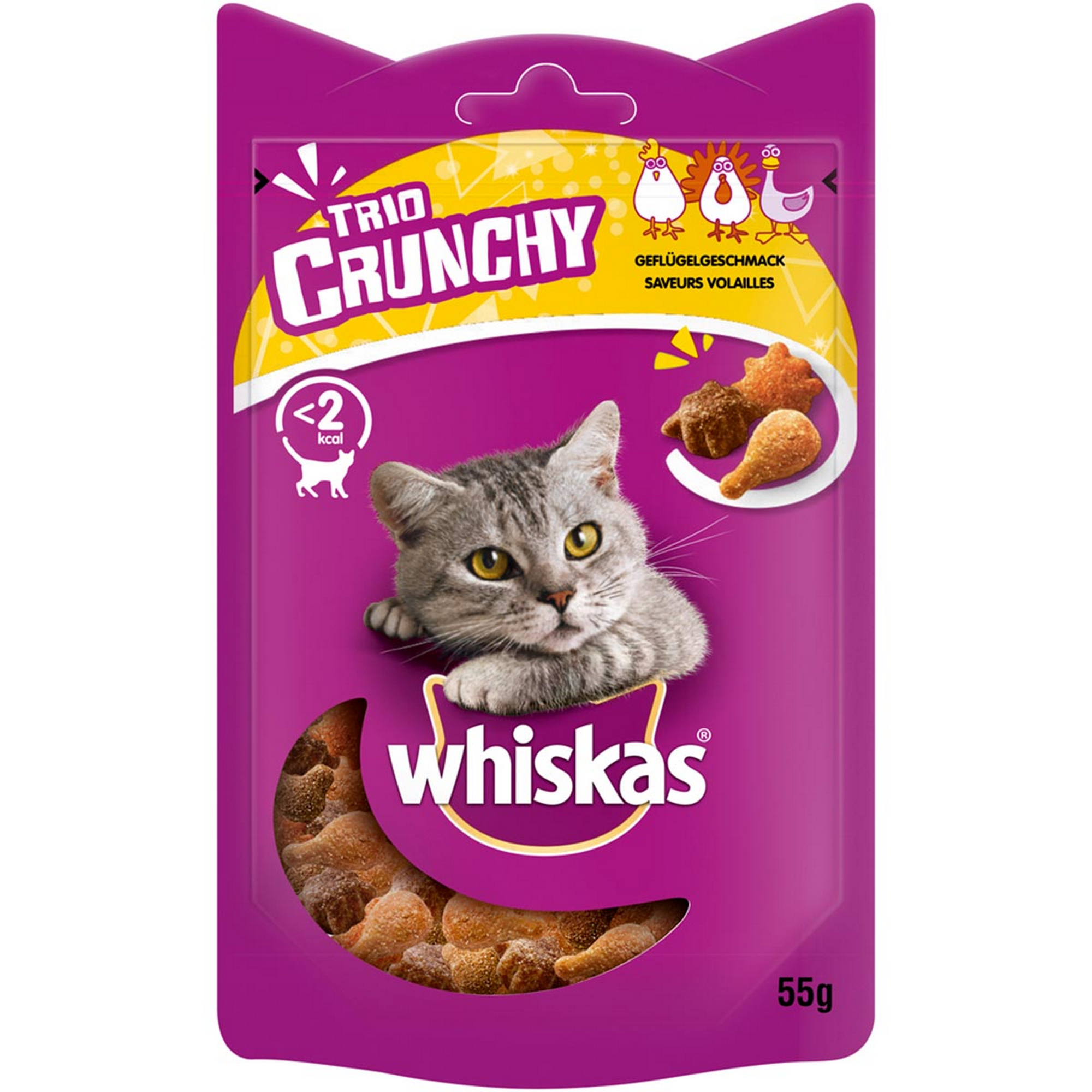 Katzensnack 'Trio Crunchy Treats' Adult, mit Huhn, Pute und Ente, 55 g + product picture