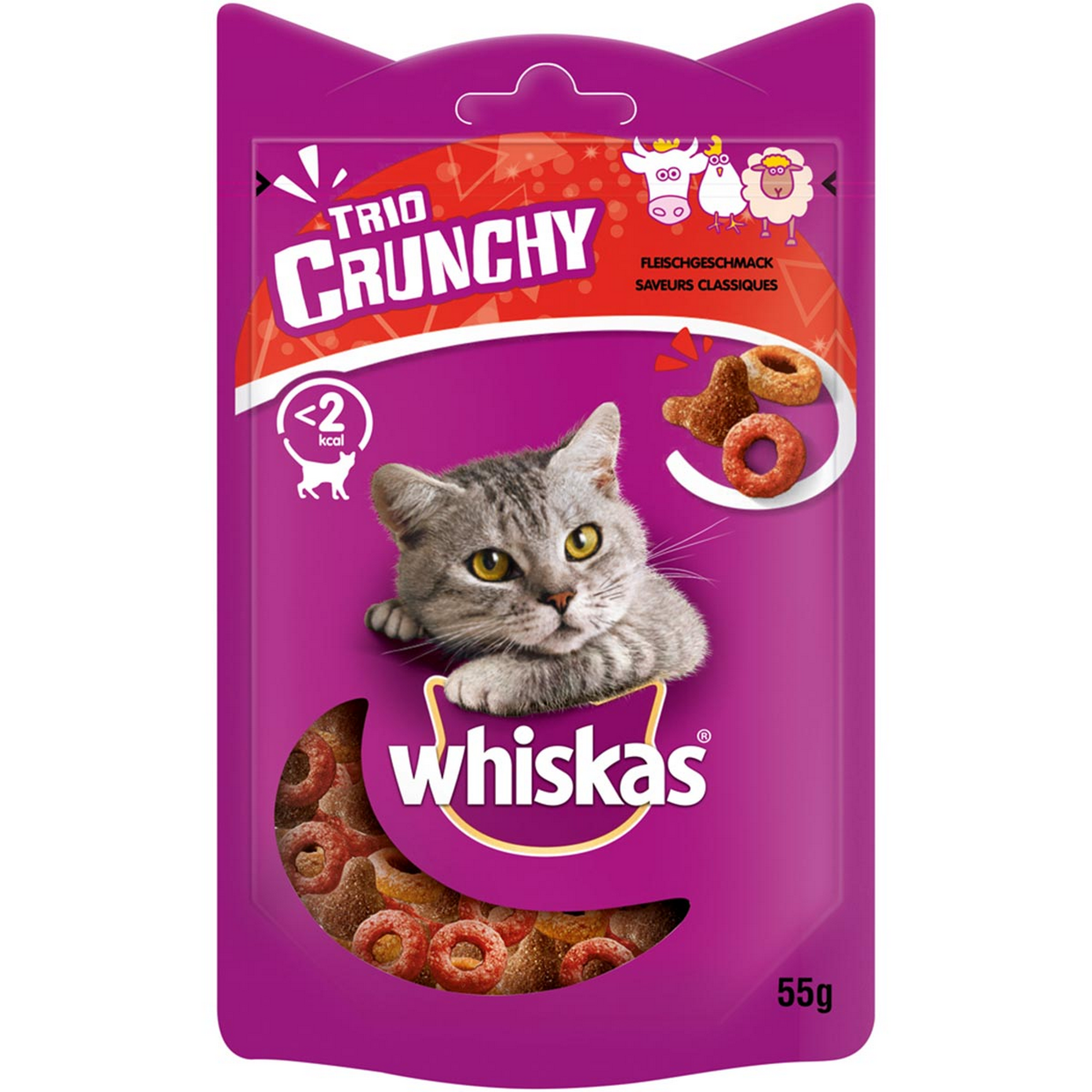 Katzensnack 'Trio Crunchy Treats' Adult, mit Huhn, Lamm und Rind, 55 g + product picture