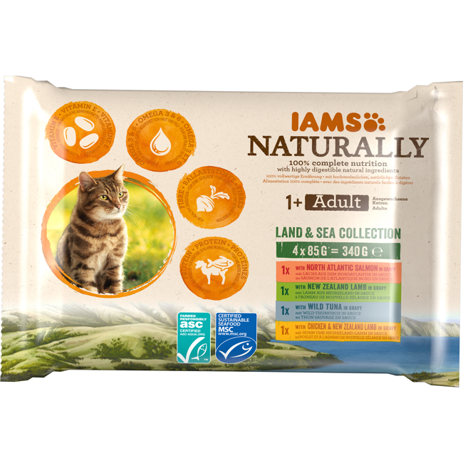 Bild von Katzennassfutter 'Naturally' Land- und See-Mix 4 x 85 g