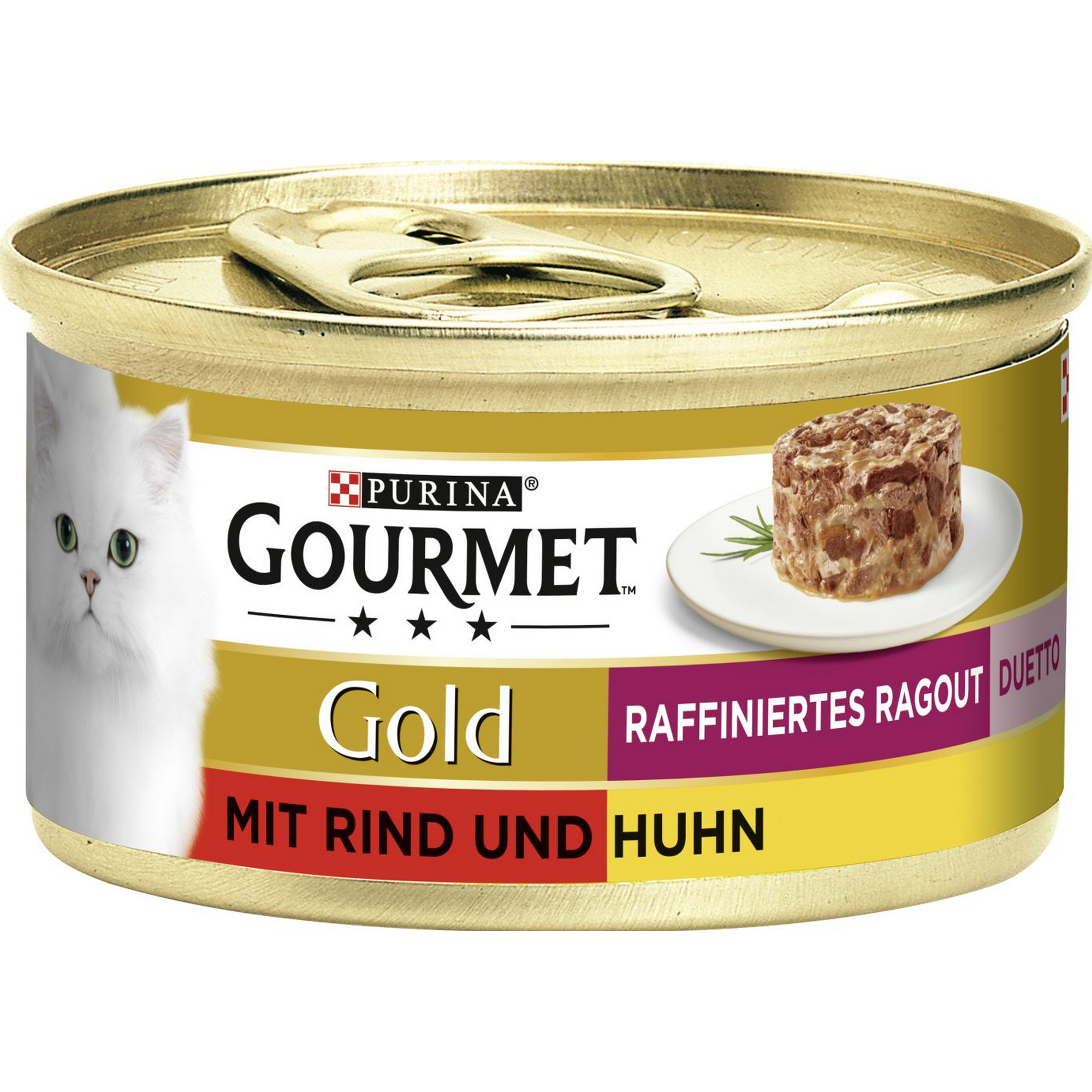 Katzenfutter 'Gourmet Gold Raffiniertes Ragout Duetto' Rind/Huhn 85 g