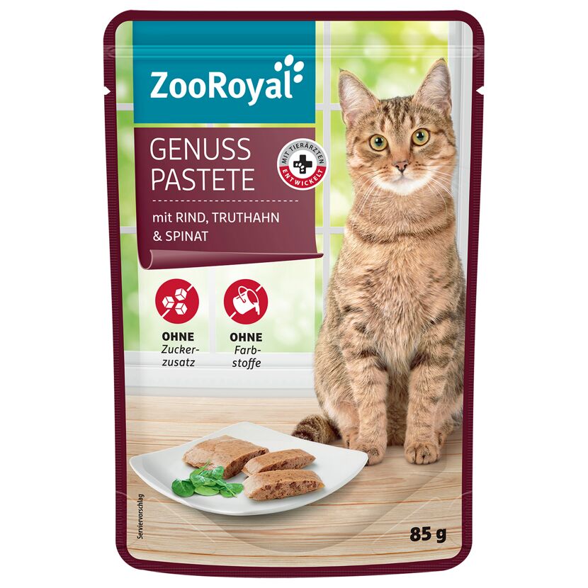 Katzennassfutter 'Genuss Pastete Rind & Truthahn & Spinat' 85 g