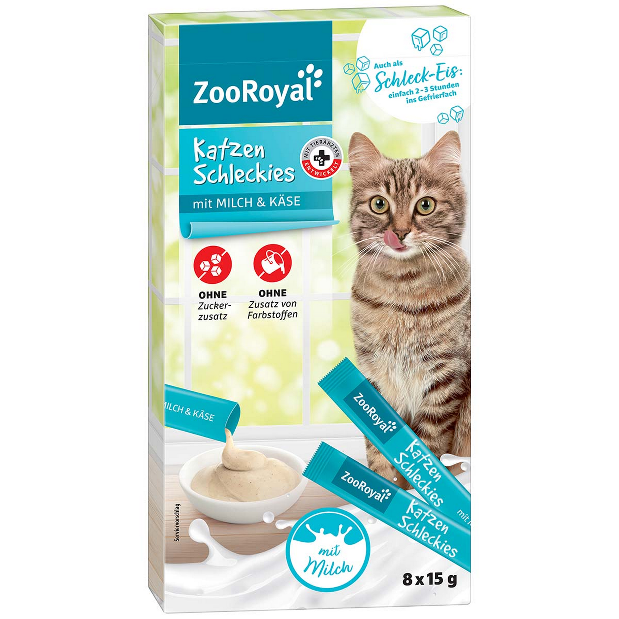 Katzensnack 'Katzenschleckies mit Milch  &  Käse' 8 x 15 g