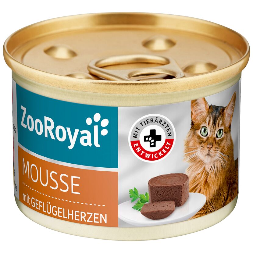 Katzennassfutter 'Mousse mit Geflügelherzen' 85 g
