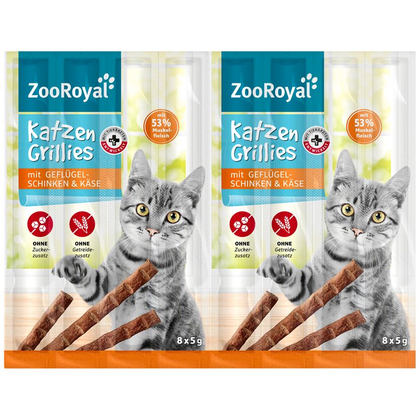 Katzennassfutter 'Katzen-Grillies Geflügelschinken  &  Käse' 8 x 5 g