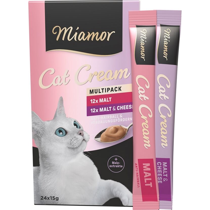 Katzennassfutter 'Cat Cream' Multipack mit Malt und Malt & Cheese Adult 24 x 15 g