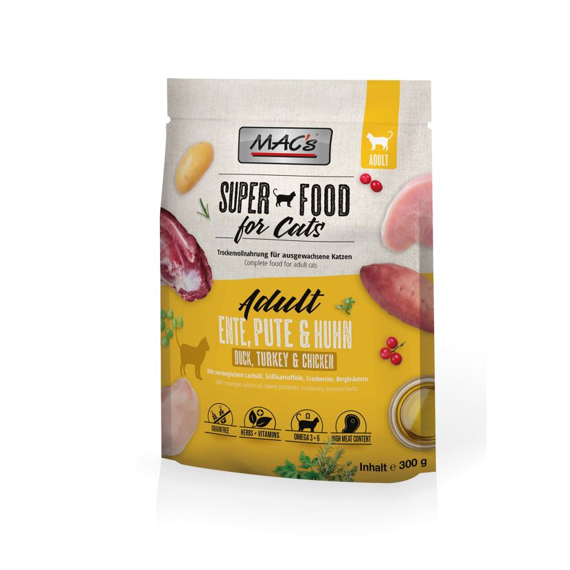 Katzentrockenfutter 'Superfood for Cats' Ente, Pute & Huhn Adult 300 g