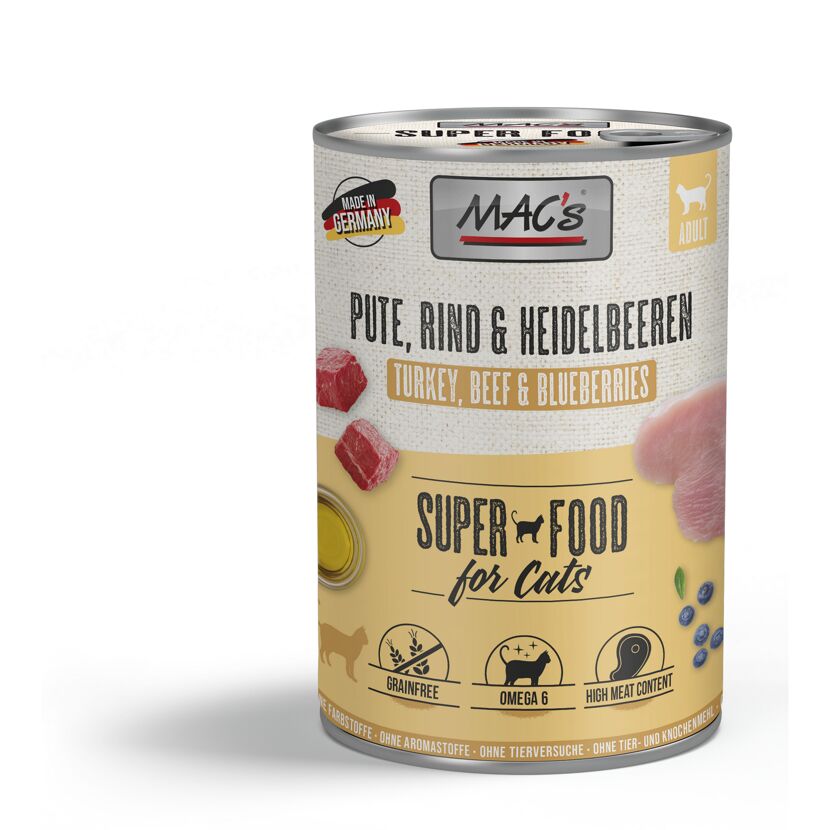 Katzennassfutter 'Superfood for Cats' Pute, Rind & Heidelbeeren Adult 400 g