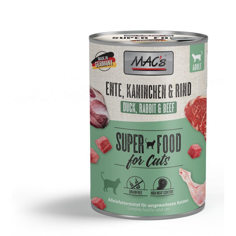 Katzennassfutter 'Superfood for Cats' Ente, Kaninchen & Rind Adult 400 g