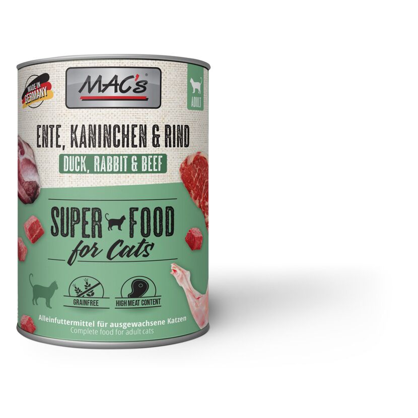 Katzennassfutter 'Superfood for Cats' Ente, Kaninchen & Rind Adult 800 g