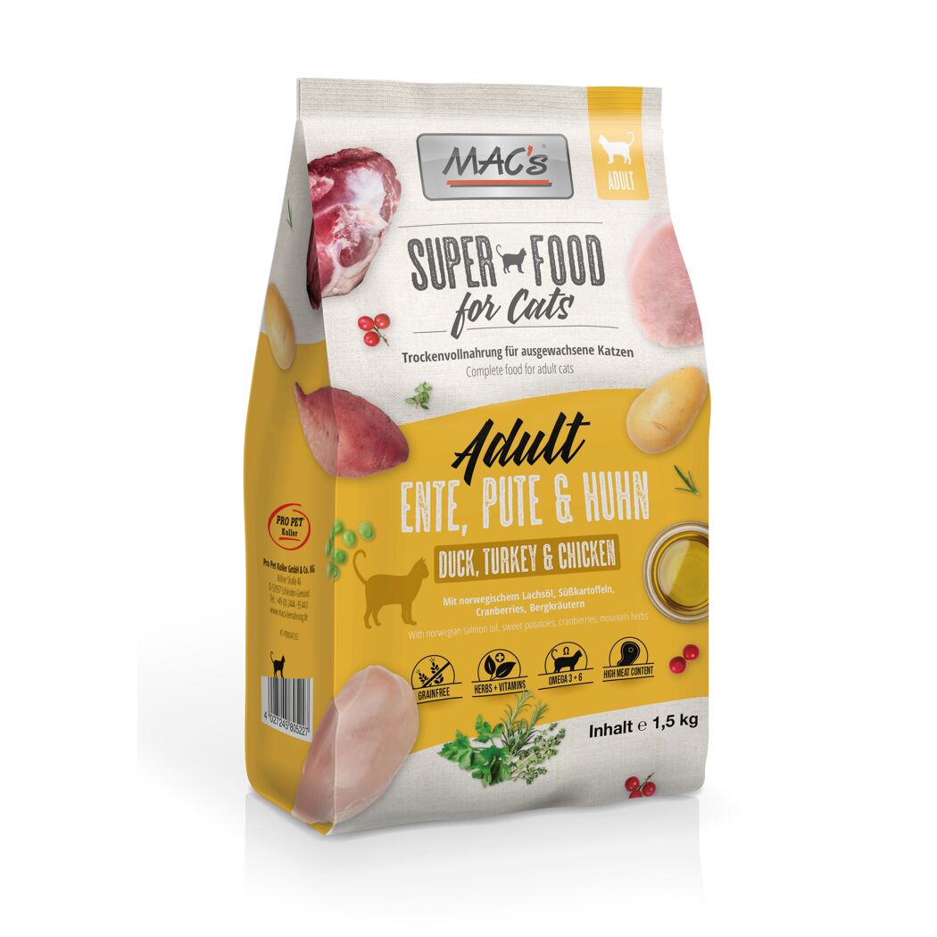 Katzentrockenfutter 'Superfood for Cats' Ente, Pute & Huhn Adult 1,5 kg