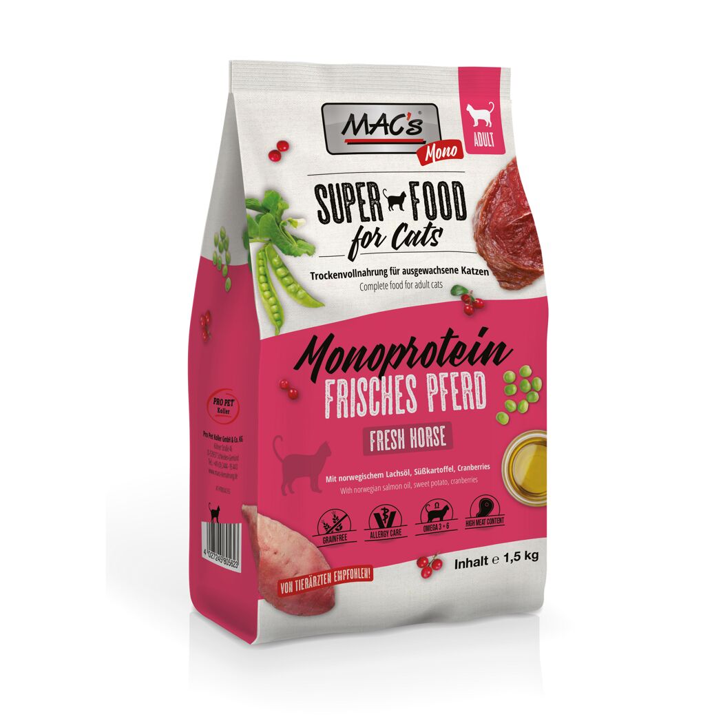 Katzentrockenfutter 'Superfood for Cats' Monoprotein frisches Pferd Adult 1,5 kg