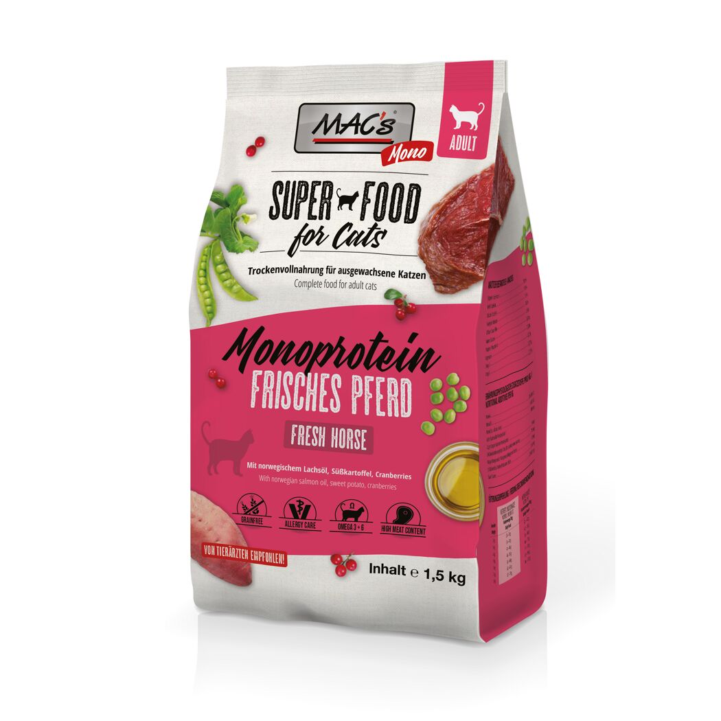 Katzentrockenfutter 'Superfood for Cats' Monoprotein frisches Pferd Adult 1,5 kg