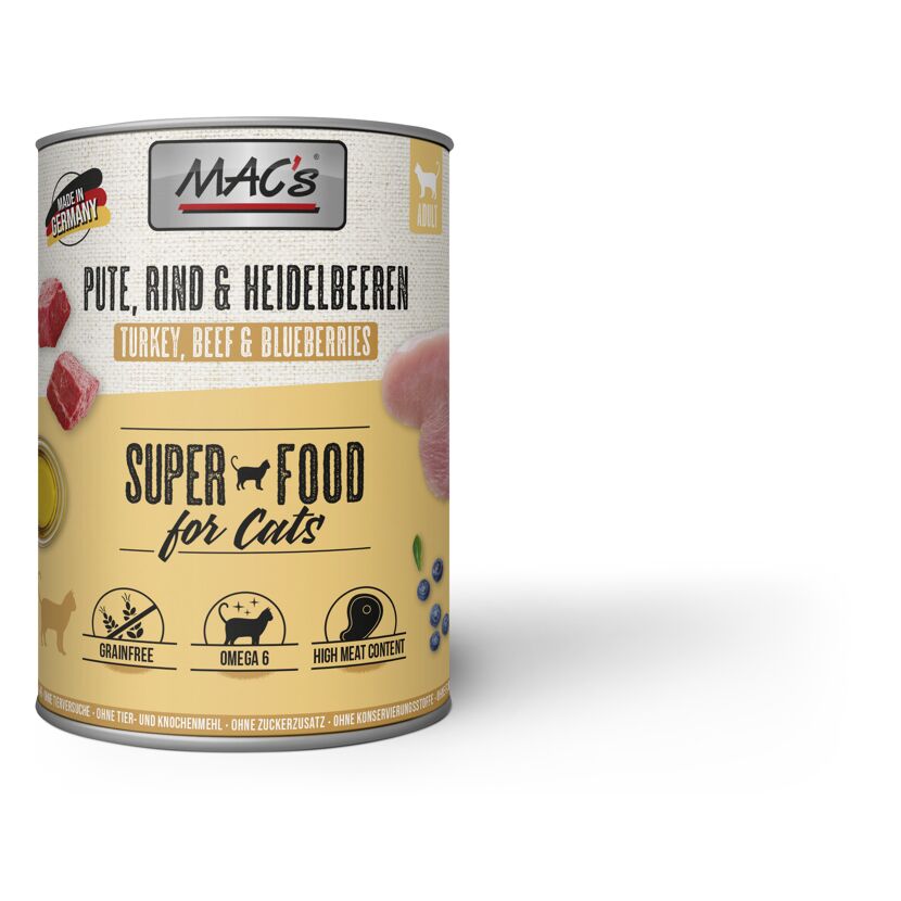 Katzennassfutter 'Superfood for Cats' Pute, Rind & Heidelbeeren Adult 800 g