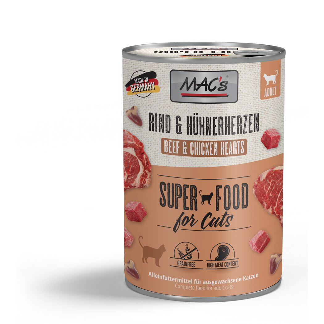 Katzennassfutter 'Superfood for Cats' Rind & Hühnerherzen Adult 400 g