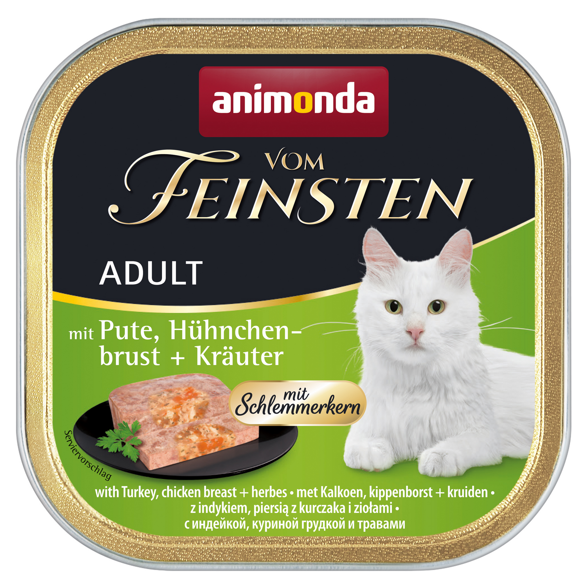 Katzenfutter 'Vom Feinsten' Adult Pute, Huhn, Kräuter 100 g