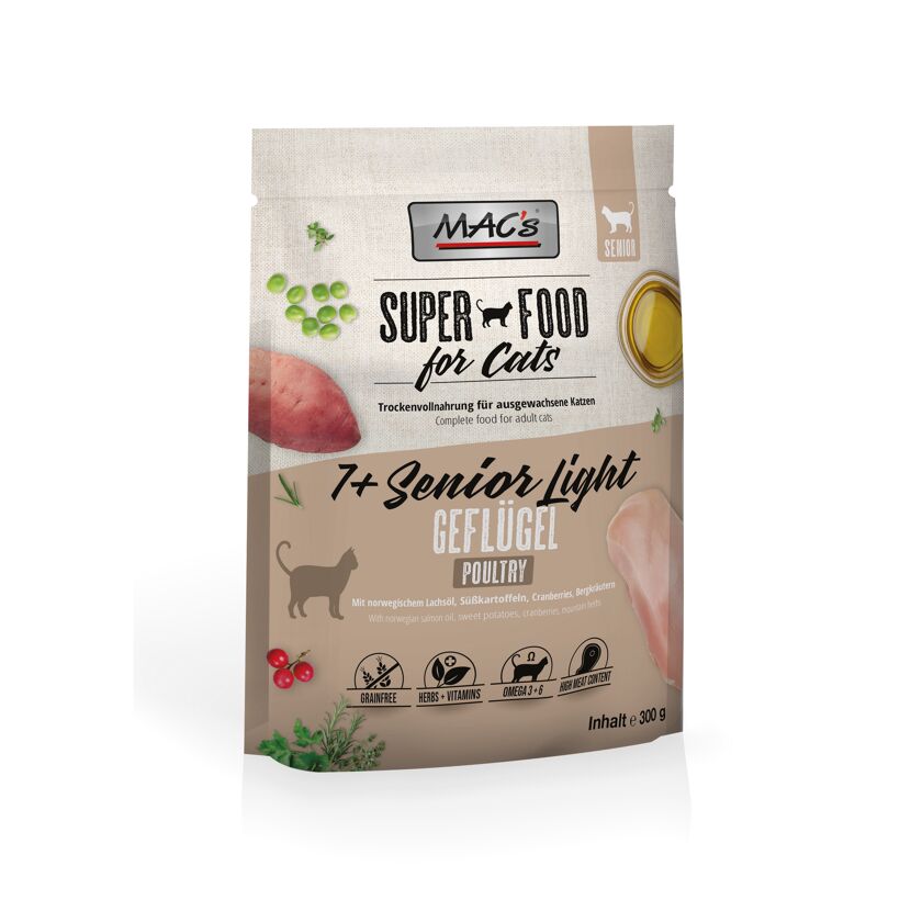 Katzentrockenfutter 'Superfood for Cats' +7 Senior Light Geflügel Senior 300 g