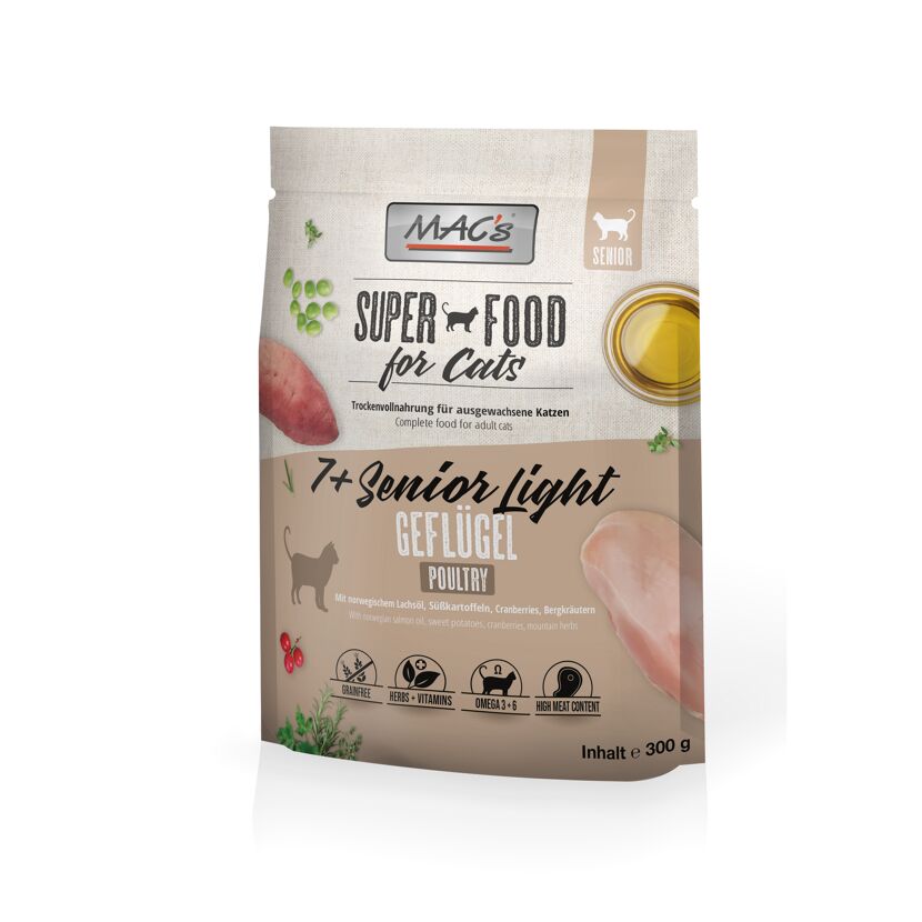 Katzentrockenfutter 'Superfood for Cats' +7 Senior Light Geflügel Senior 300 g