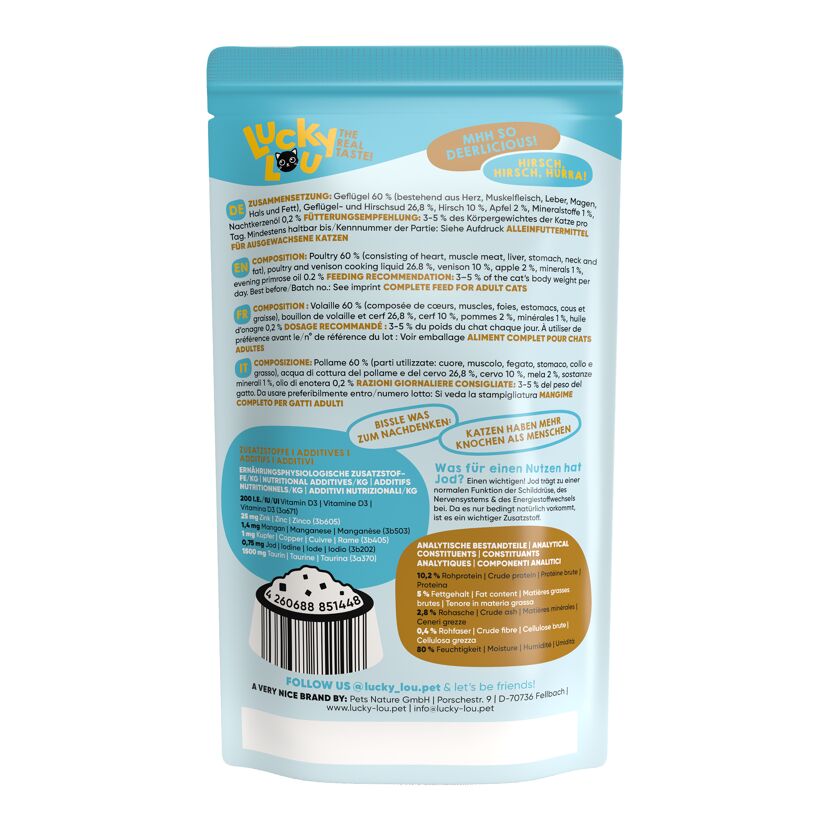 Katzenfutter Adult Geflügel & Hirsch 125 g
