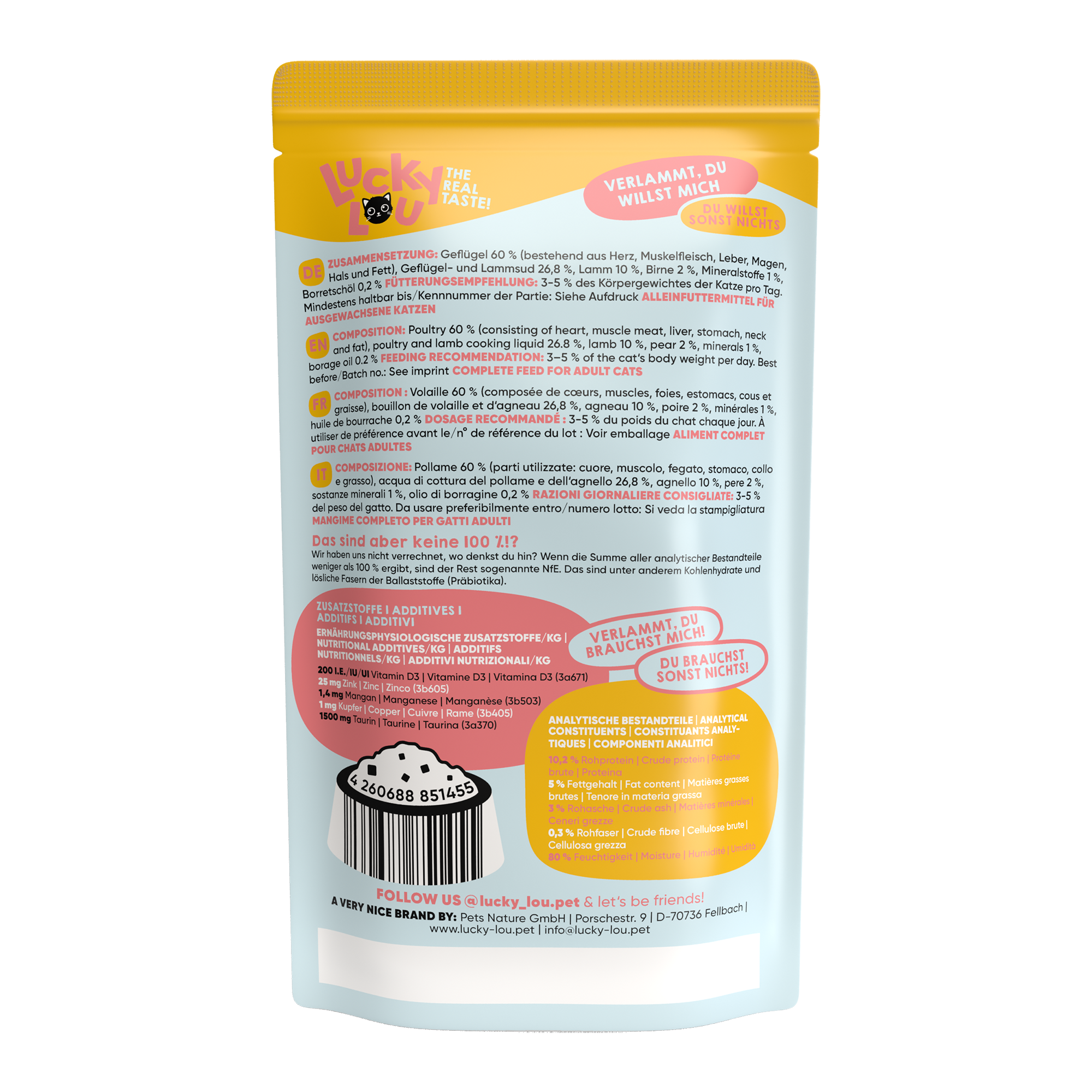 Katzenfutter Adult Geflügel & Lamm 125 g