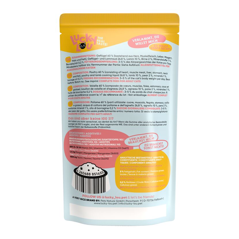 Katzenfutter Adult Geflügel & Lamm 125 g