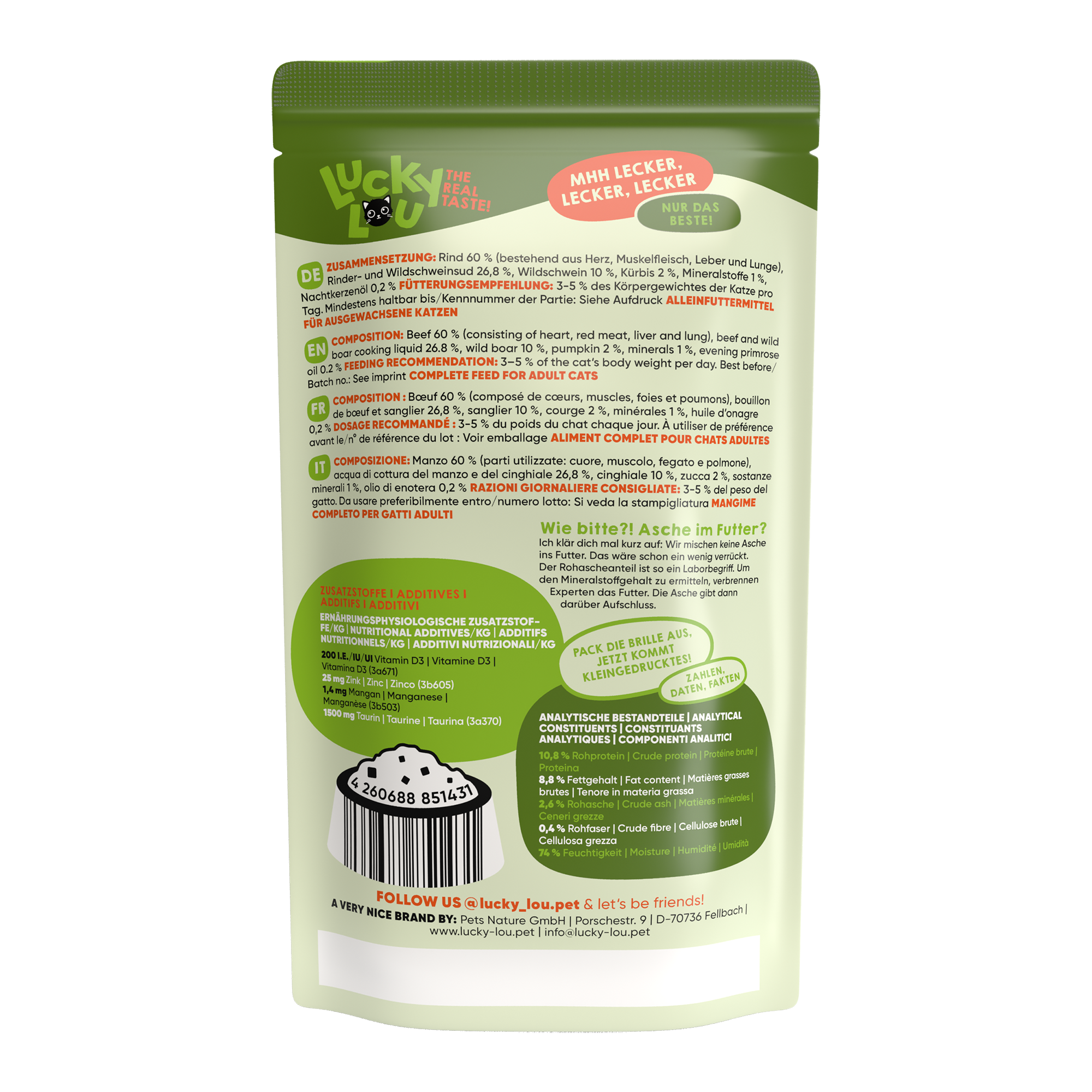 Katzenfutter Adult Rind & Wildschwein 125 g