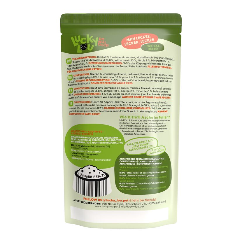 Katzenfutter Adult Rind & Wildschwein 125 g